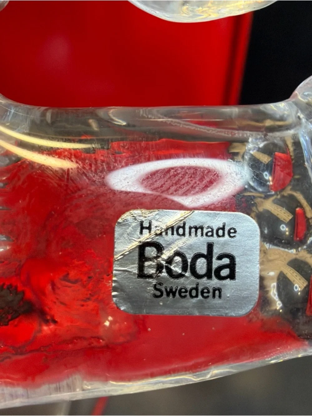 Vtg Kosta Boda Sweden Large Clear Glass Christmas Santa Ornament Sun Catcher